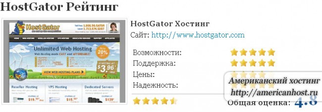 Рейтинг Hostgator